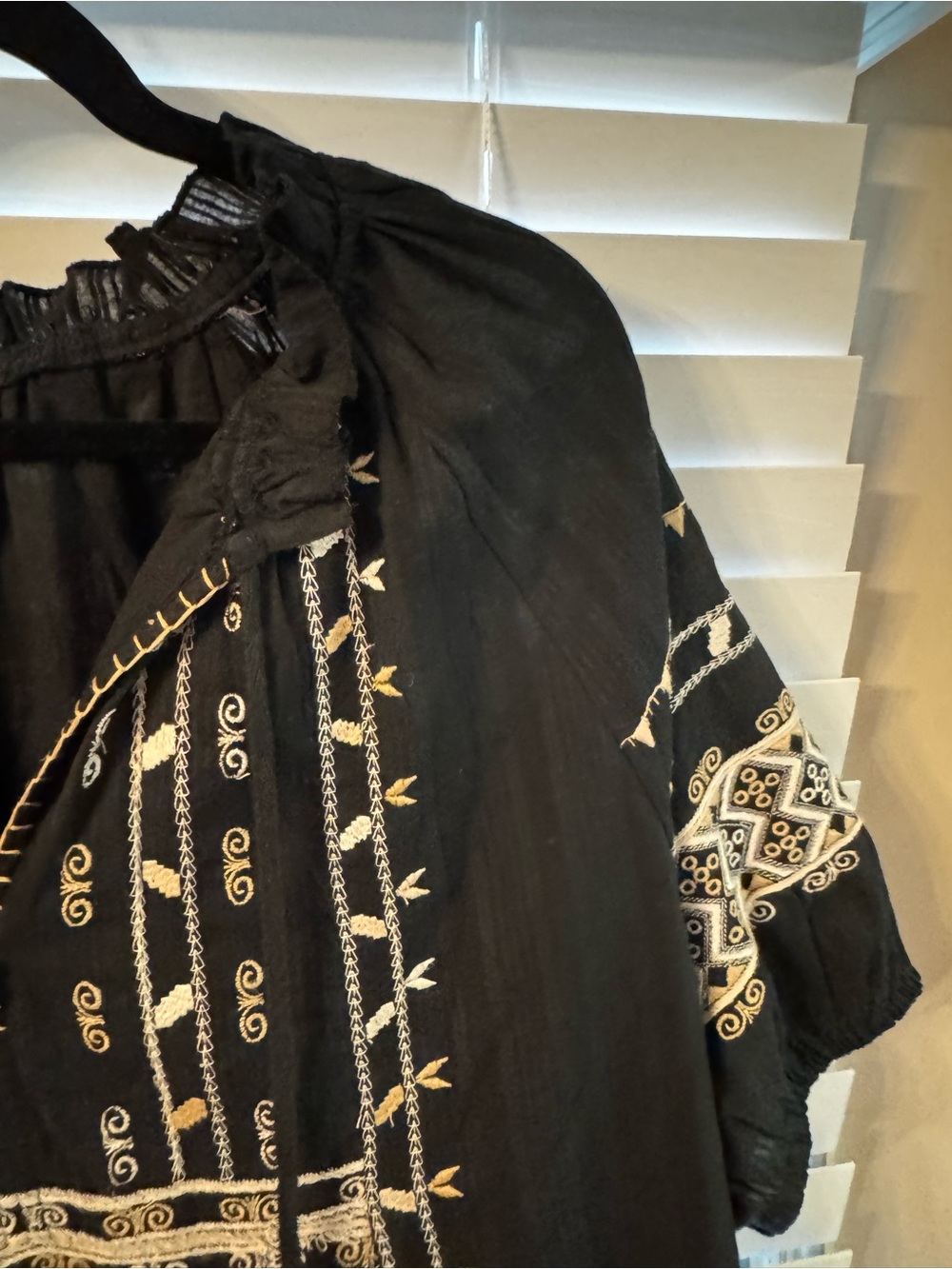 Reba Black Midi Dress with White Embroidery - Picture 6 of 7